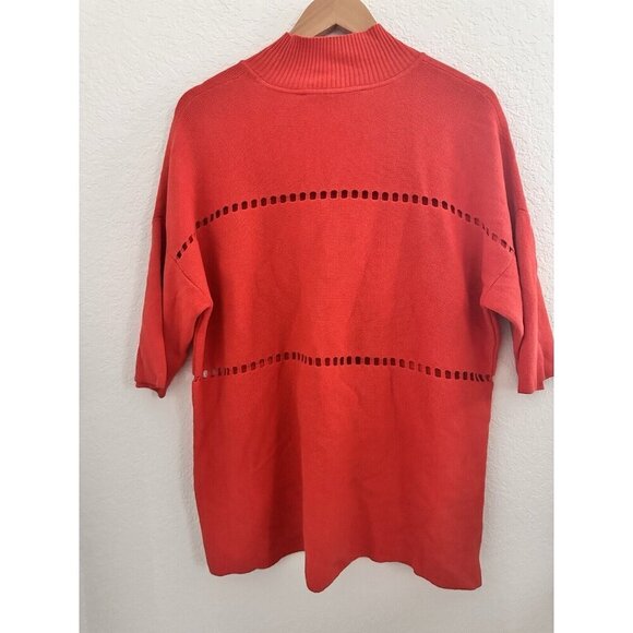 French Connection Women's Oversized Knit Blouse 100% Cotton Cutout S/S Christmas - Picture 5 of 9